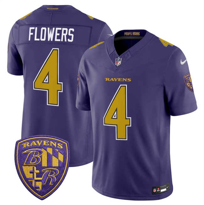 Men's Baltimore Ravens #4 Zay Flowers Purple 2026 F.U.S.E. Alternate Vapor Stitched Limited Football Jersey